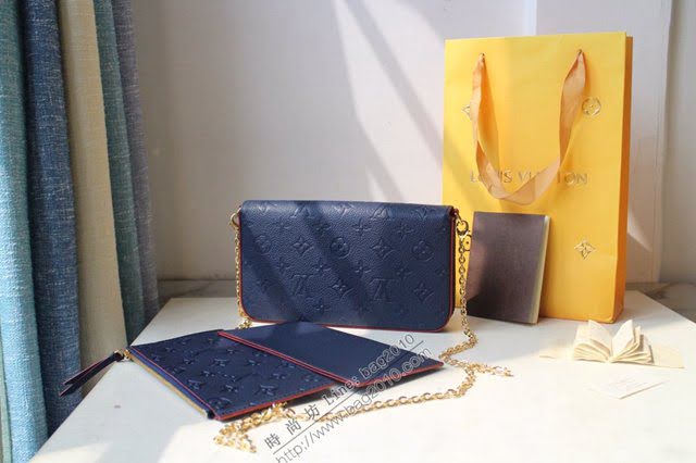 lv女包 POCHETTE FELICIE手袋 M64065 lv鏈條小斜挎包  lvqb1126